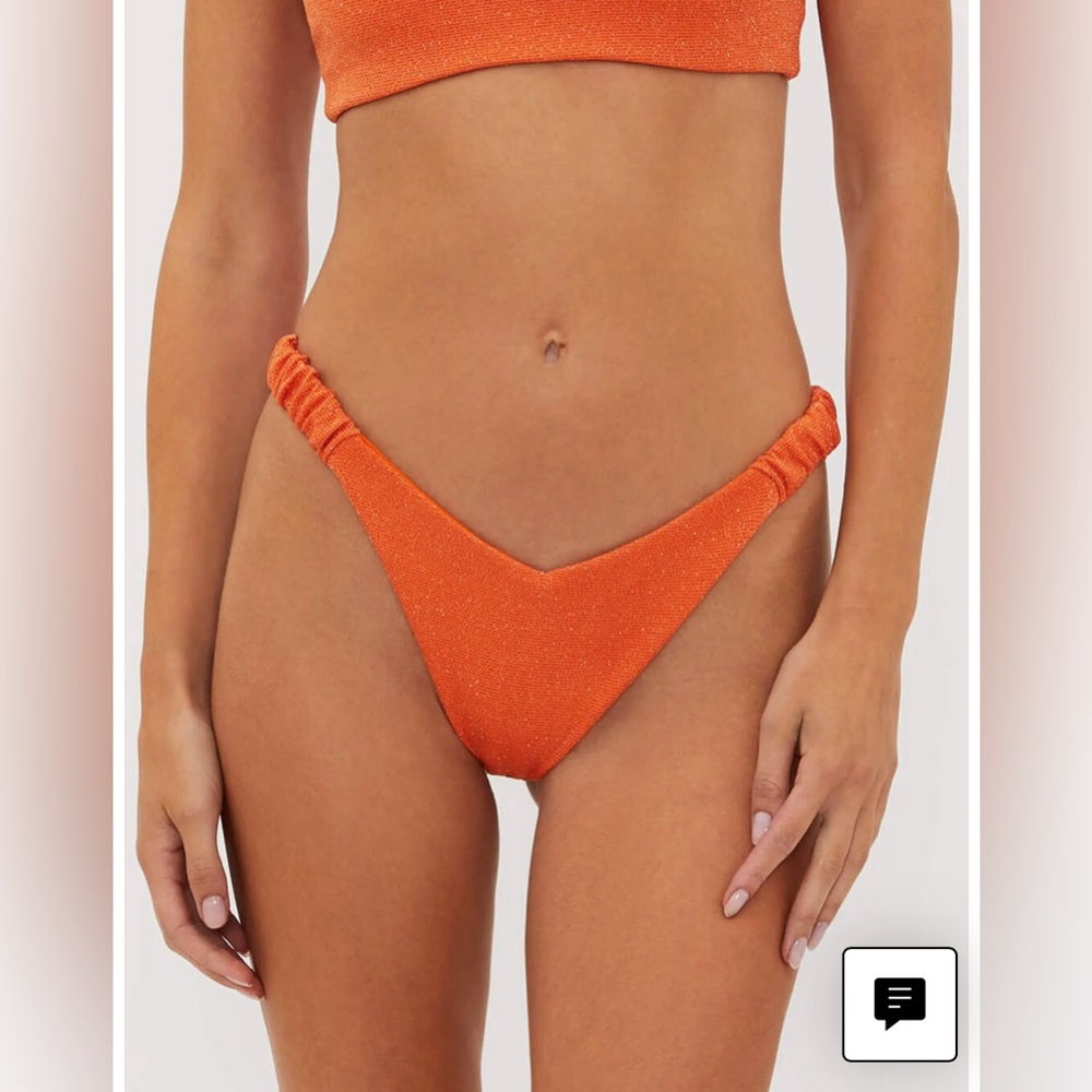 Beach Riot Phoebe High Cut Bikini Swim Bottom Sunshine Haze Orange M Medium